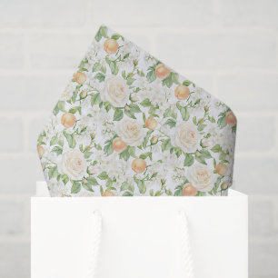 Papel De Seda Ducha de Novia Melocotones Rosas Blancas