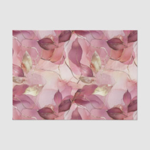 Papel De Seda Ducha de Novia Rosado Dorado Hojas