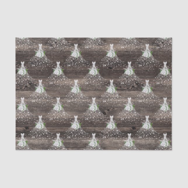 Papel De Seda Ducha de novia vestido Boda fiesta rústico (Anverso)