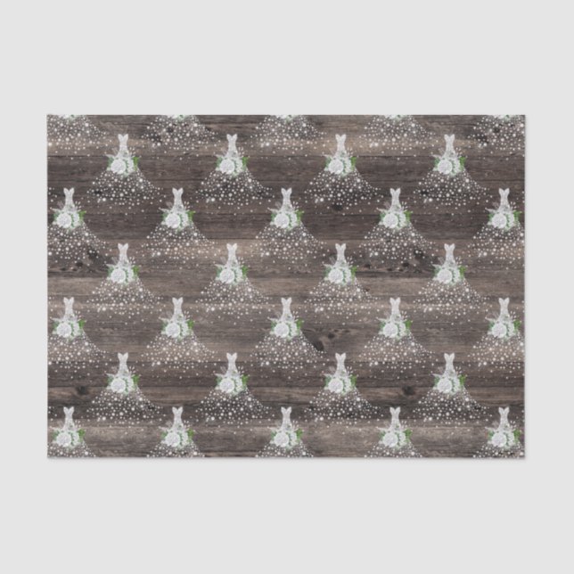 Papel De Seda Ducha de novia Vestido de novia fiesta rústica (Anverso)