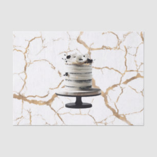 Papel De Seda Ducha de novias de capa floral de oro blanco y neg