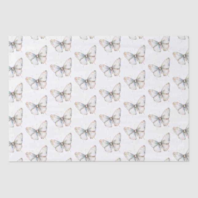 Papel De Seda Ducha de novias de mariposa blanca bonito (Anverso)