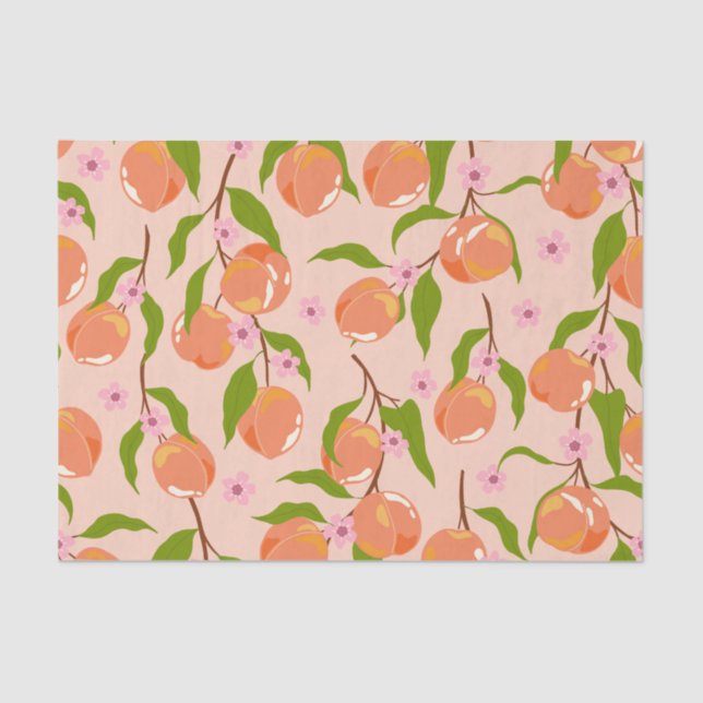 Papel De Seda Ducha de parejas boho de frutas de melocotón de ve (Anverso)