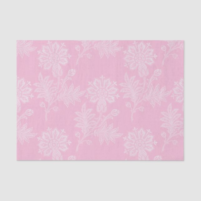 Papel De Seda Ducha Nupcial de Encaje Floral Rosa (Anverso)