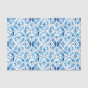 Papel De Seda Ducha Nupcial Floral de Batik Blanco Azul