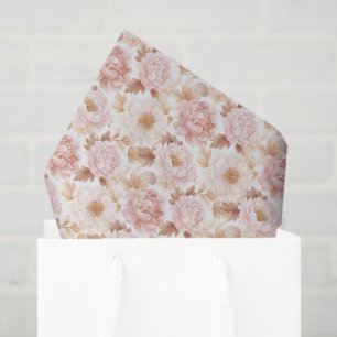 Papel De Seda Ducha Nupcial Floral de Rosas Rosadas