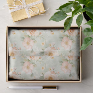 Papel De Seda Ducha Nupcial Floral Rosa Preciosa Menta Melocotón