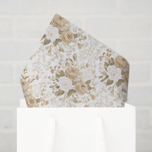 Papel De Seda Duche Bohemio Floral de Novia en Crema Blanco