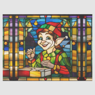 Papel De Seda Duende de Navidad de Vidrio Pintado Falso para Dec