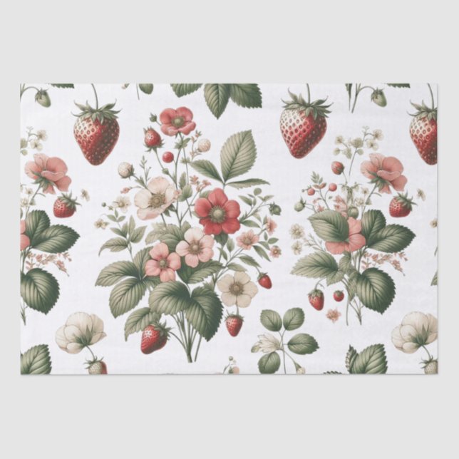 Papel De Seda Dulce de Frutas Frescas con Estampado de Fresa y F (Anverso)
