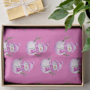 Papel De Seda Dulce hombre de nieve rosa blanco de Navidad