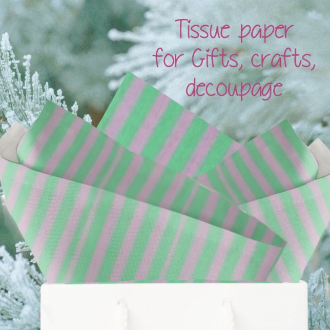 Papel De Seda Dulce menta verde rosa raya Navidad vacaciones  (Crafts, gift wrapping, decoupage...so many uses for tissue paper)