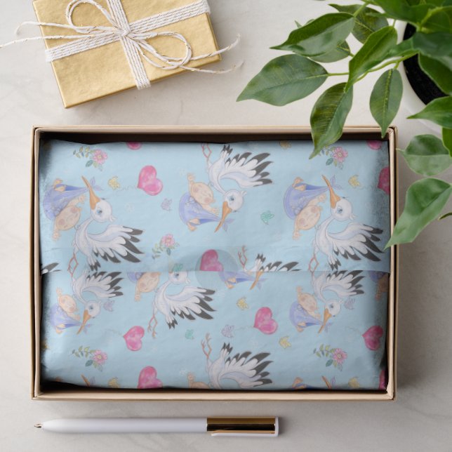 Papel De Seda Dulce Nuevo Niño y Cigüeña  (Regalo )