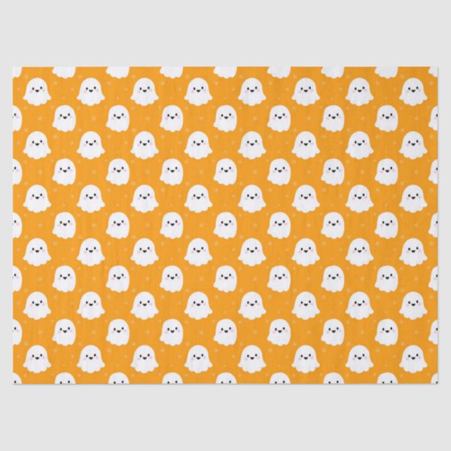 Papel De Seda Dulce Patrón de Fantasma Naranja – Diseño de Hallo (Anverso)