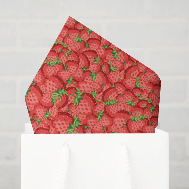 Papel De Seda Dulce patrón de fresa en baldosas  (Bolsa de regalo)