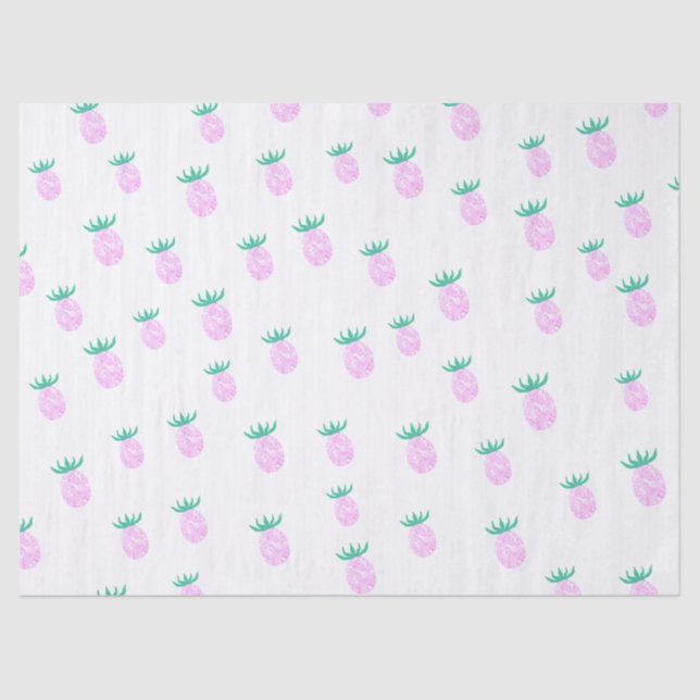 Papel De Seda Dulce Patrón de Piña Rosa Tropical (Anverso)