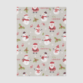Papel De Seda Dulce patrón de Santa y muñeco de nieve Feliz Navi