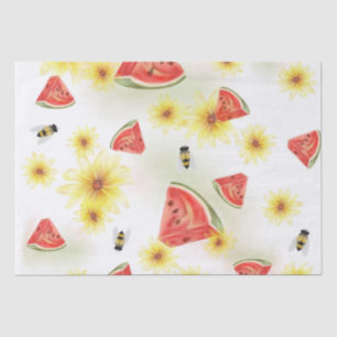 Papel De Seda Dulce Vibra Veraniega: Sandía, Girasoles y Abejas