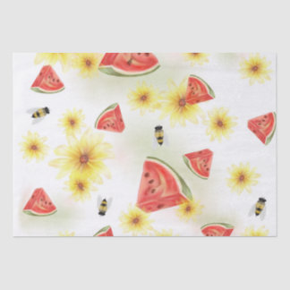 Papel De Seda Dulce Vibra Veraniega: Sandía, Girasoles y Abejas