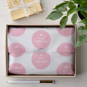 Papel De Seda Dulces Comienzos Sello de Baby Shower Rosa y Bla