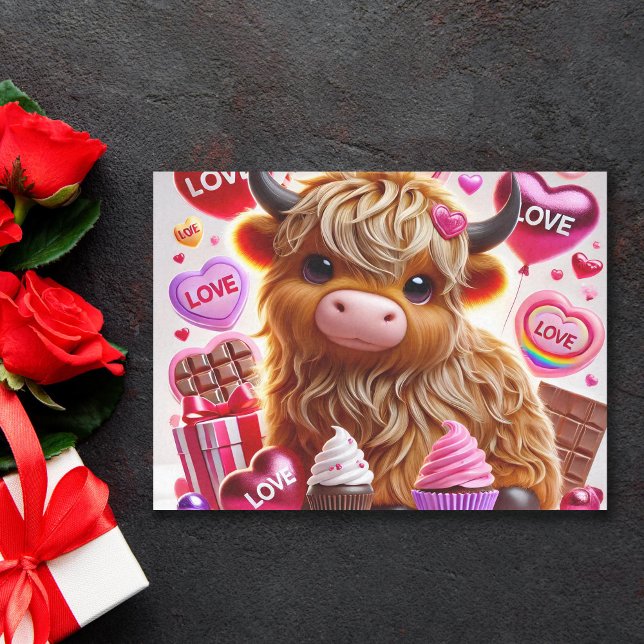 Papel De Seda Dulces como Candy Highland Cow Valentines (Subido por el creador)