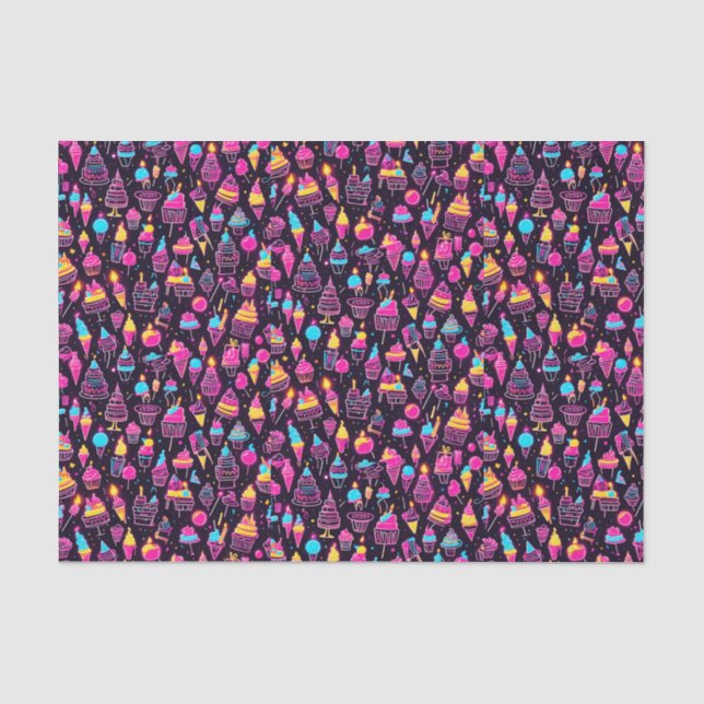 Papel De Seda Dulces de cumpleaños neones (Anverso)