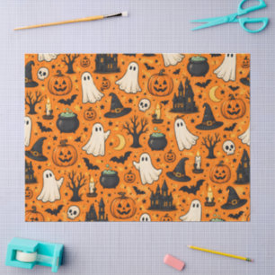 Papel De Seda Dulces Fantasmas y Calabazas de Halloween Retro