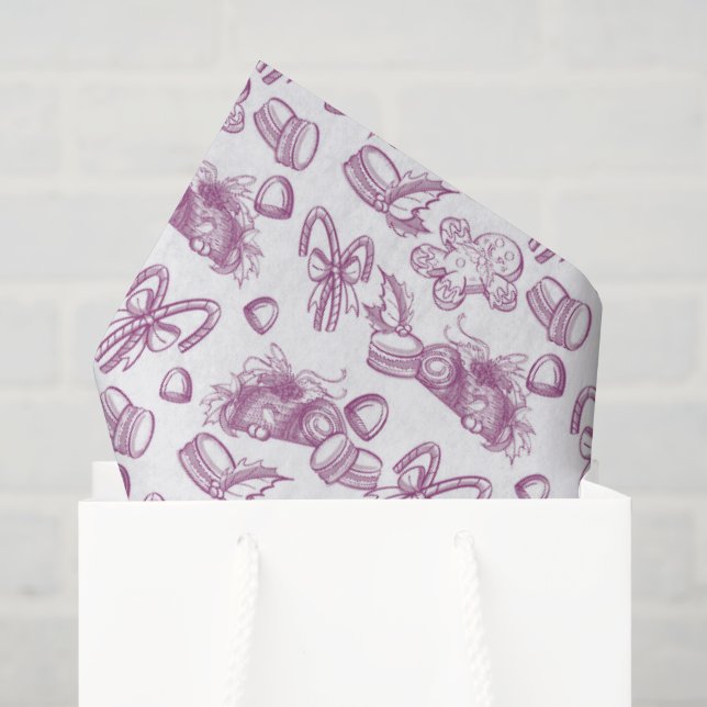 Papel De Seda Dulces Navideños - Ciruela Azucarada (Transparente (Bolsa de regalo)