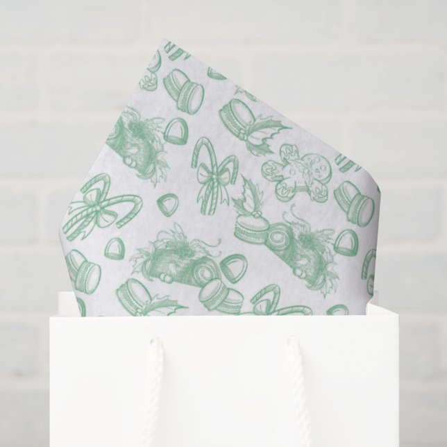 Papel De Seda Dulces Navideños - Menta (Claro) (Bolsa de regalo)