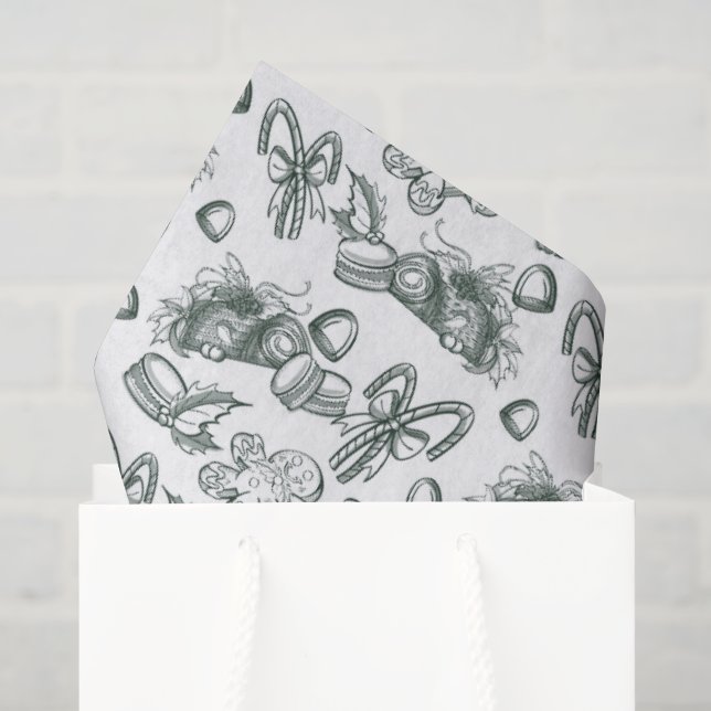 Papel De Seda Dulces Navideños- Pino (Sheer) (Bolsa de regalo)
