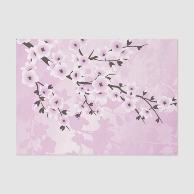 Papel De Seda Dusky Pink Cherry Blossom Asia Floral (Anverso)