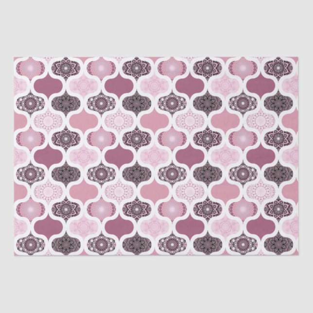 Papel De Seda Dusky Rosa Dot Mandalas Ogee Patchwork (Anverso)