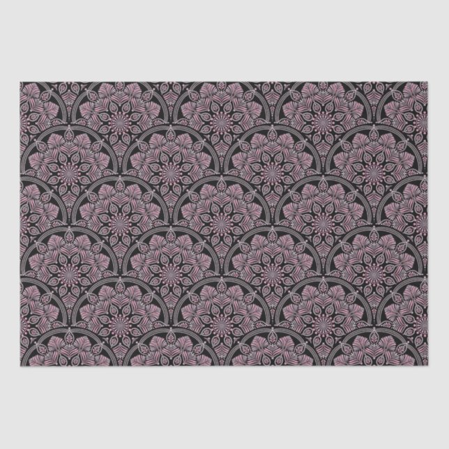 Papel De Seda Dusky Rosa Fronds Mandala Art Deco Craft (Anverso)