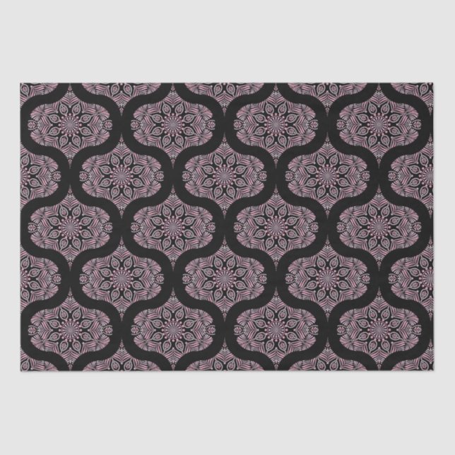 Papel De Seda Dusky Rosa Fronds Mandala Mid Mod Ogee (Anverso)