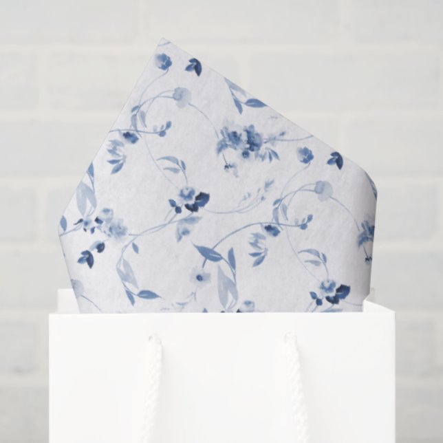 Papel De Seda Dusty Blue Fine Art Floral Gift (Bolsa de regalo)