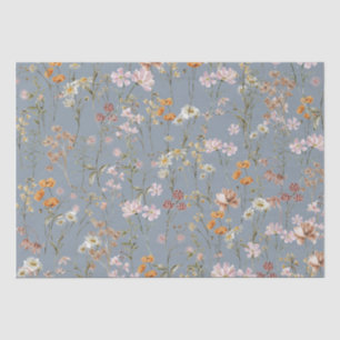 Papel De Seda Dusty Blue Wildflower Boho Bloom Garden Boho
