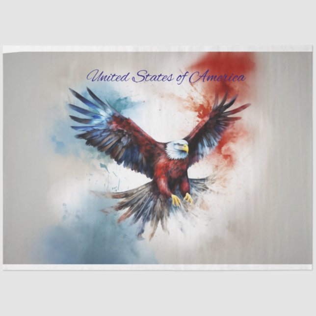 Papel De Seda Eagle Flying Estados Unidos de América Decoupage (Anverso)