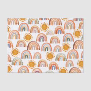 Papel De Seda Earthy Modern Boho Rainbow and Sun