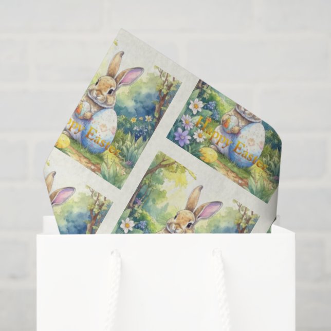 Papel De Seda Easter Bunny holding easter egg (Bolsa de regalo)
