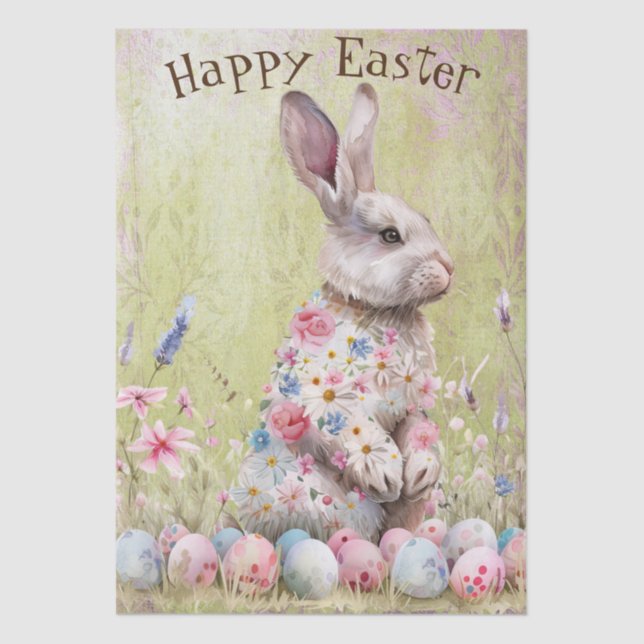 Papel De Seda Easter Spring Bunny Tissue Paper (Anverso)
