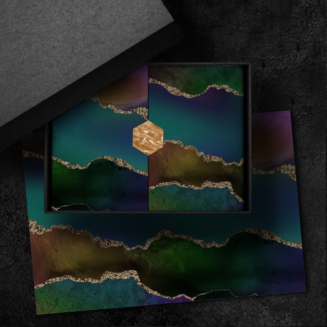 Papel De Seda Edgy Agate | Moody Jewel Tone Mystic Verde azulado (Subido por el creador)