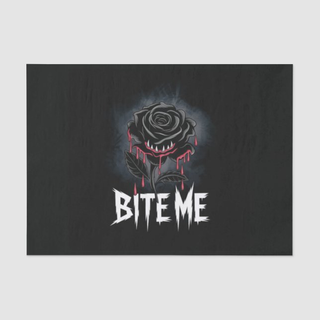 Papel De Seda Edgy 'Bite Me' Diseño Gótico Rosa (Anverso)