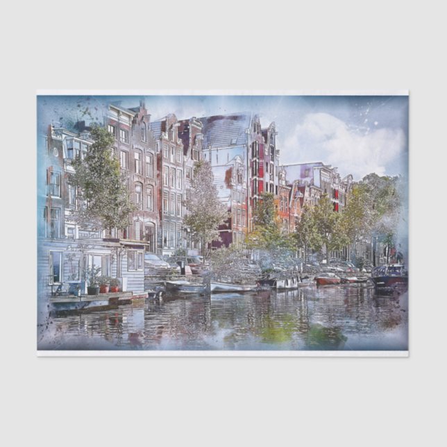 Papel De Seda Edificios de Amsterdam Canal Países Bajos Europa (Anverso)
