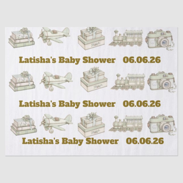 Papel de seda editable para baby shower neutral (Anverso)