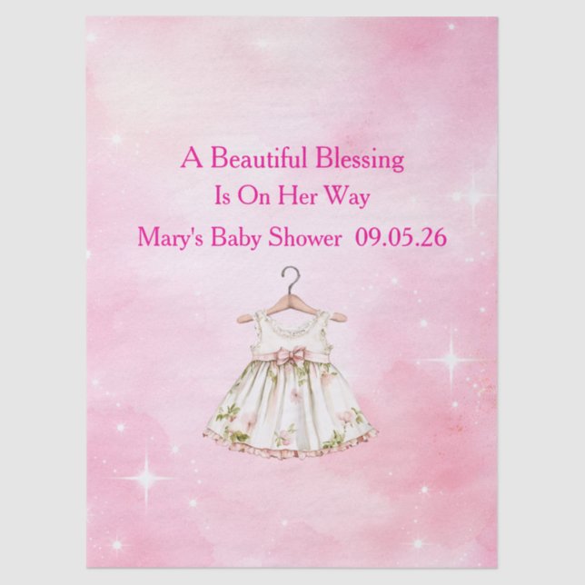 Papel De Seda Editable Pink Chinoiserie Tissue Paper (Anverso)