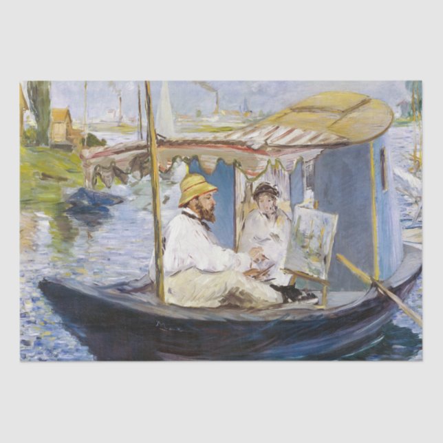 Papel De Seda Edouard Manet - Monet en su Studio Boat (Anverso)