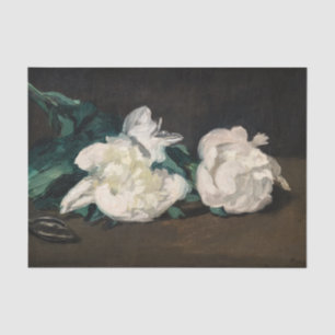 Papel De Seda Edouard Manet - Rama de peonías blancas, Tijeras d