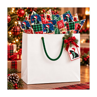 Papel De Seda Edredón de Parche de Navidad Labrador Negro Festiv