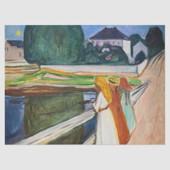 Papel De Seda Edvard Munch - Los Chicas en el puente de la noche (Anverso)