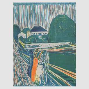 Papel De Seda Edvard Munch - Los Chicas en el puente, litografía
